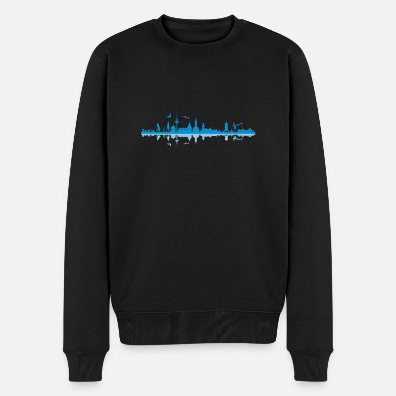 Skyline - Cuxhaven - Männer Premium Bio Pullover - Schwarz