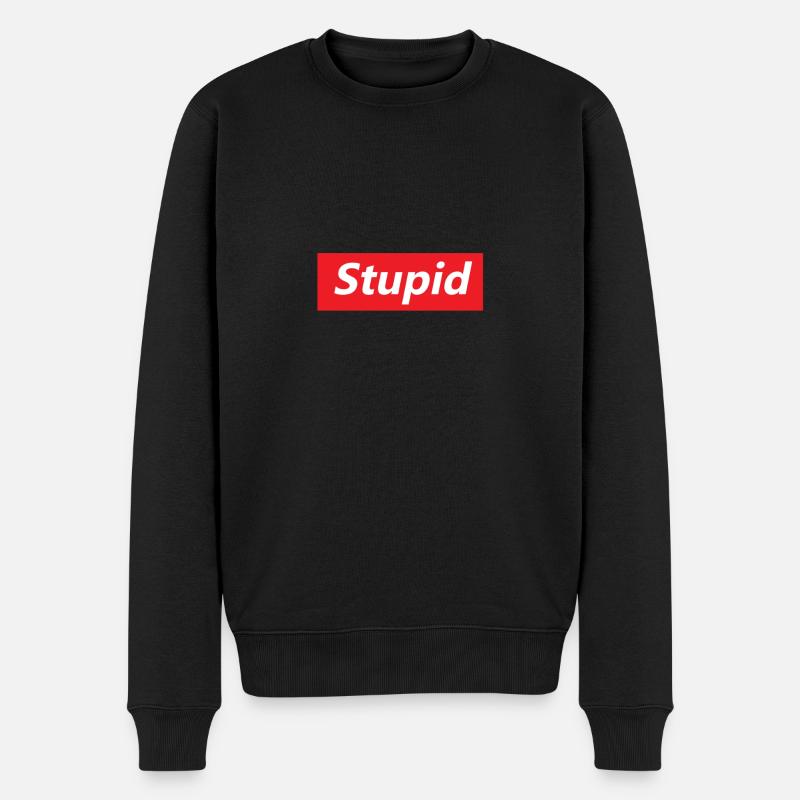 Stupide texte en bloc rouge gras - Pull Premium bio Homme - noir