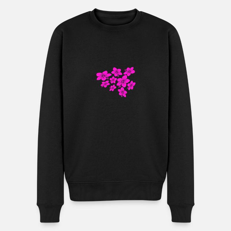 blumen - Männer Premium Bio Pullover - Schwarz