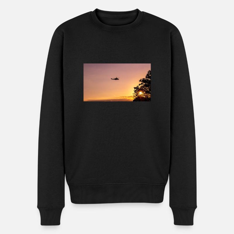 Militärhubschrauber am Himmel - Männer Premium Bio Pullover - Schwarz