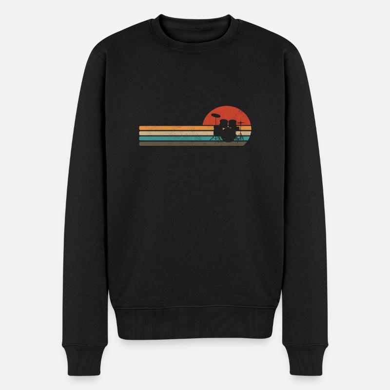 Batterie Musique Rétro - Pull Premium bio Homme - noir