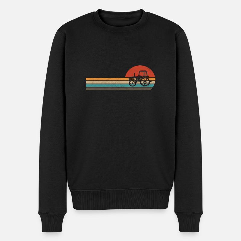 Traktor Landwirt Retro Vintage - Männer Premium Bio Pullover - Schwarz