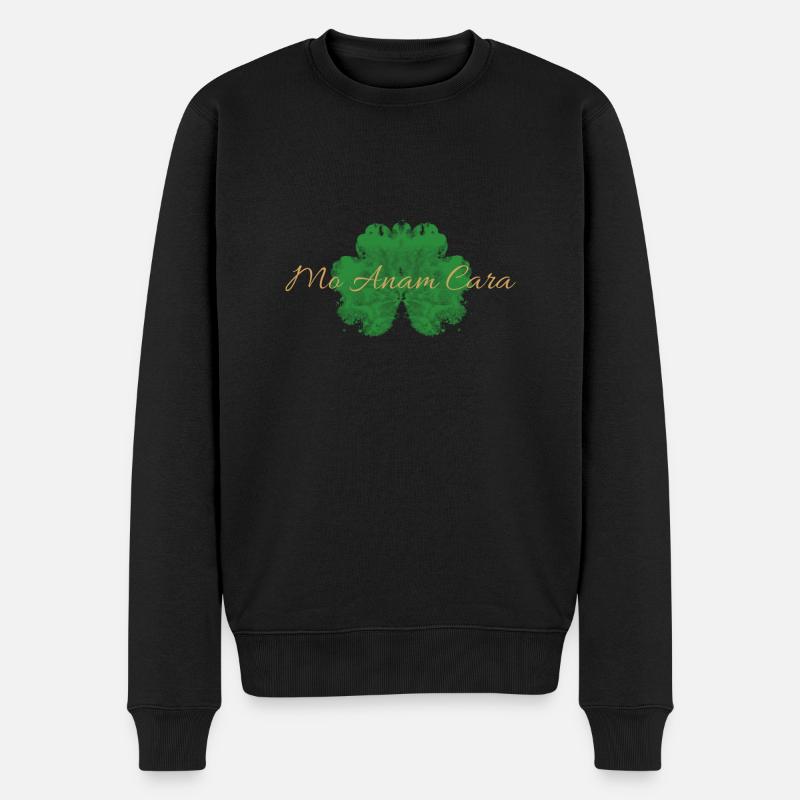 MoAnam Cara Shamrock - Männer Premium Bio Pullover - Schwarz