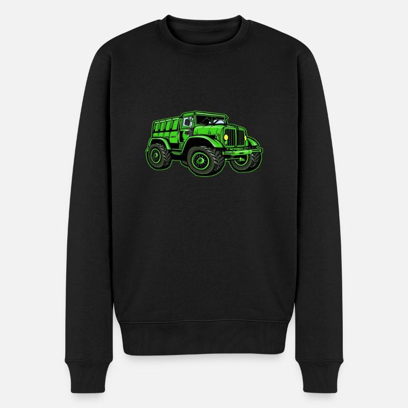 Grand camion militaire Camion - Pull Premium bio Homme - noir