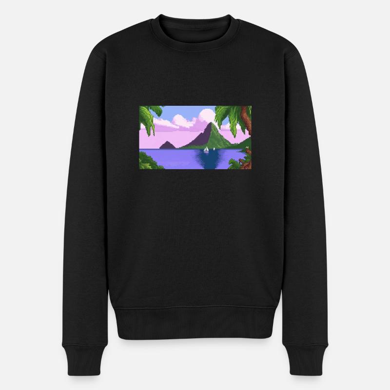 Piton ,St. Lucia - Pixel Art - Männer Premium Bio Pullover - Schwarz