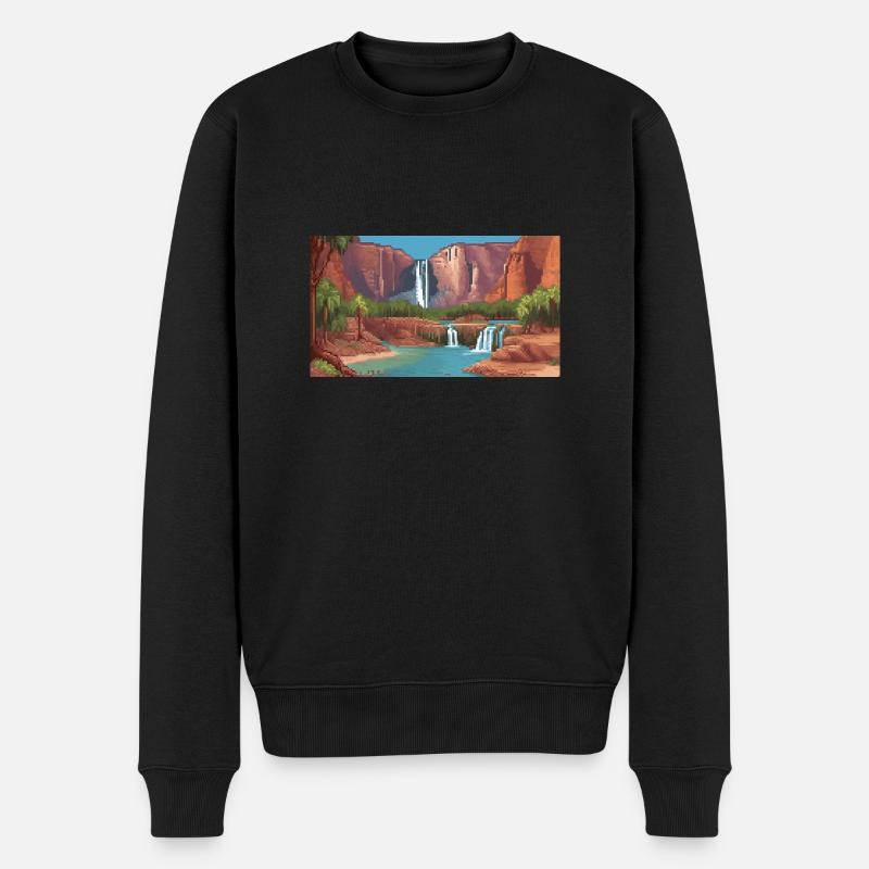Havasu Falls, Arizona - Pixel Art - Pull Premium bio Homme - noir