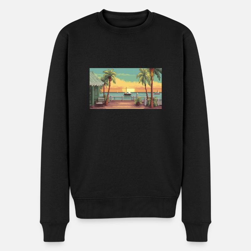 Key West, Florida - Pixelkunst - Männer Premium Bio Pullover - Schwarz