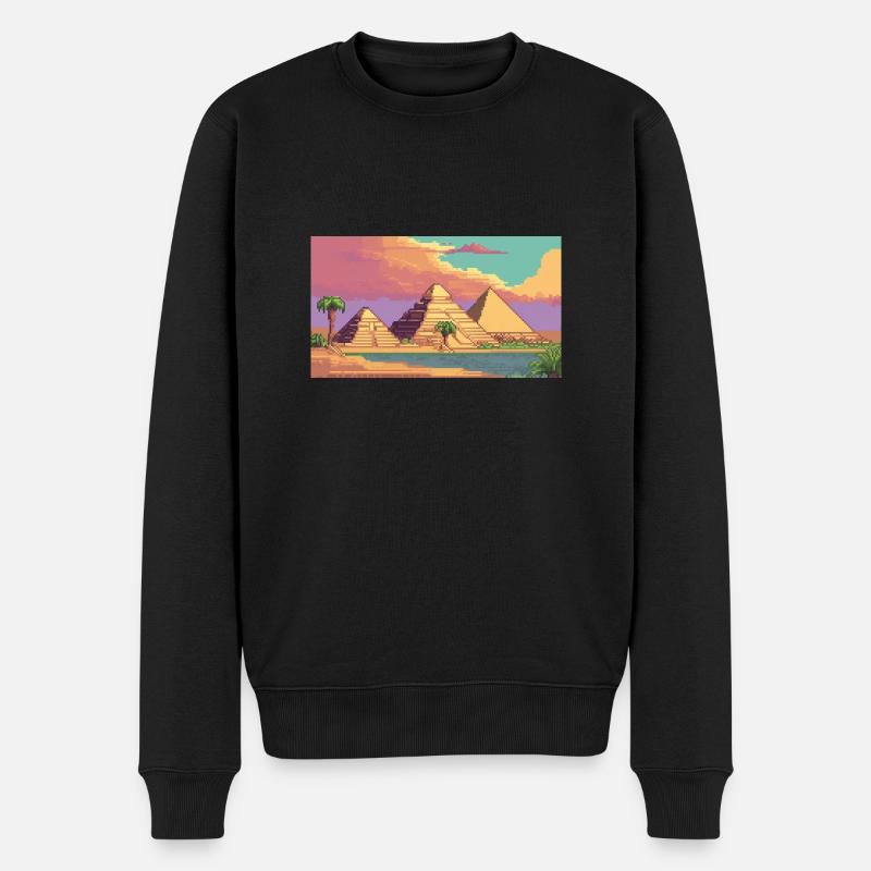 Gizeh, Ägypten - Pixel Art - Männer Premium Bio Pullover - Schwarz