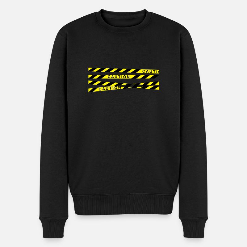 caution_f2 - Männer Premium Bio Pullover - Schwarz
