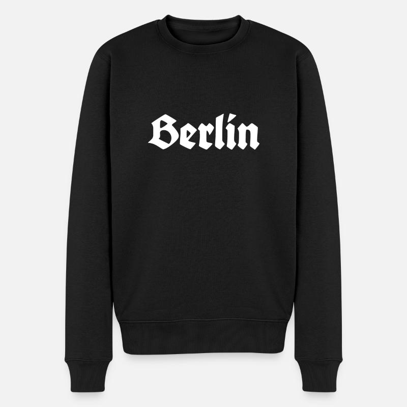 Berlin - Brandenburger Tor - Alexanderplatz - Männer Premium Bio Pullover - Schwarz
