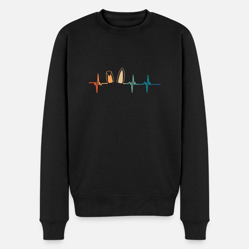 Herzschlag Hasenohren - Männer Premium Bio Pullover - Schwarz