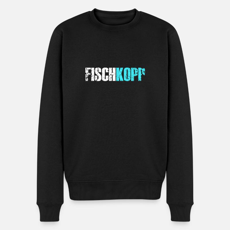 Fischkopp Fisch Fischkopf Küste Angler Fischer - Männer Premium Bio Pullover - Schwarz