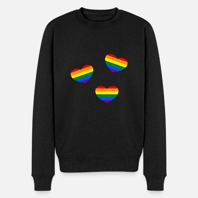 Drapeau de la fierté Coeurs - Pull Premium bio Homme - noir