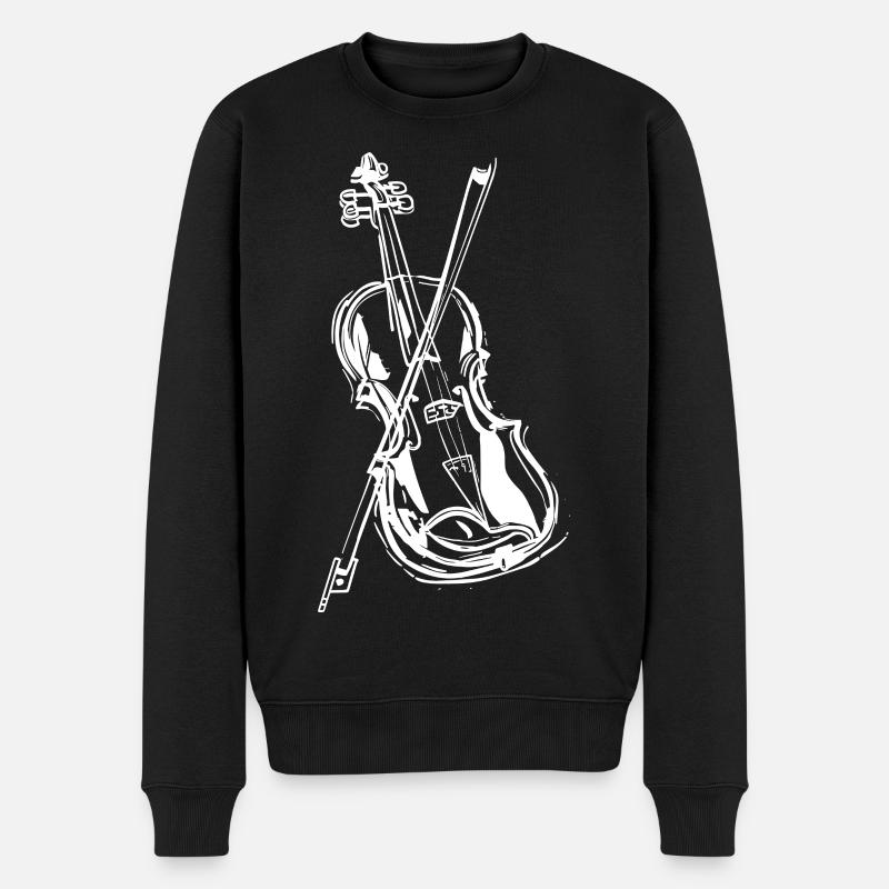 Geige Zeichnung - Männer Premium Bio Pullover - Schwarz