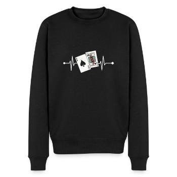 Blackjack Black Jack Herzschlag - Männer Premium Bio Pullover - Schwarz - Vorne - Nico (187cm)