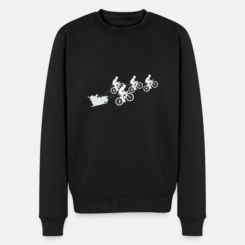 Weihnachtsmann mit Fahrrädern - Männer Premium Bio Pullover - Schwarz