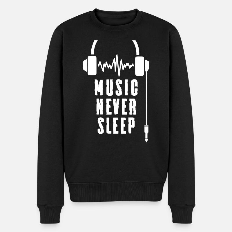 Music Never Sleep - Männer Premium Bio Pullover - Schwarz