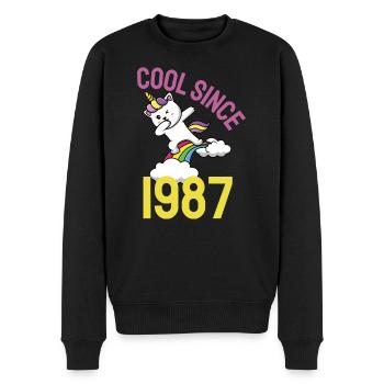 Cool since 1987 Dabbing cat 35th birthday - Men's Premium Organic Jumper - black - Front - Nico (187cm)