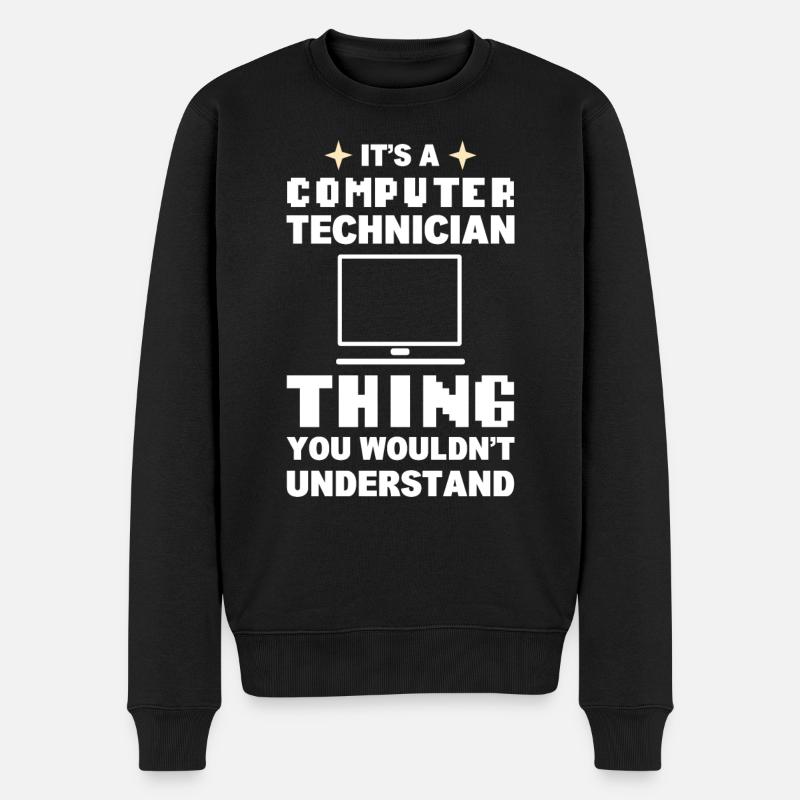 Lustiger Computerfreak Computertechniker - Männer Premium Bio Pullover - Schwarz