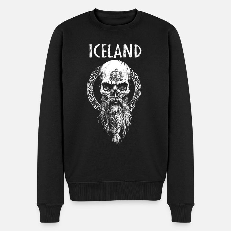 Island und Wikinger - Männer Premium Bio Pullover - Schwarz
