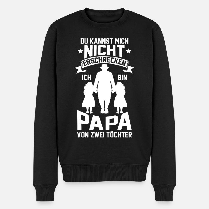 Papa Von Zwei Töchter Geschenk - Männer Premium Bio Pullover - Schwarz