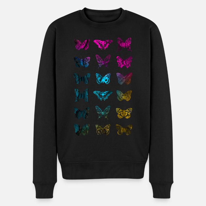 SCHMETTERLING FALTER - Männer Premium Bio Pullover - Schwarz