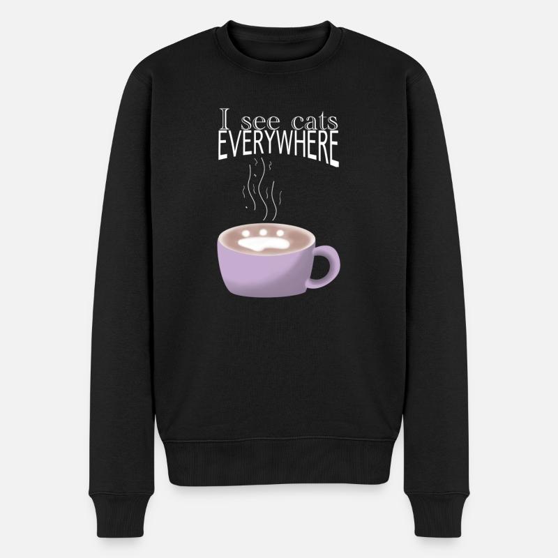 Je vois des chats partout - Pull Premium bio Homme - noir