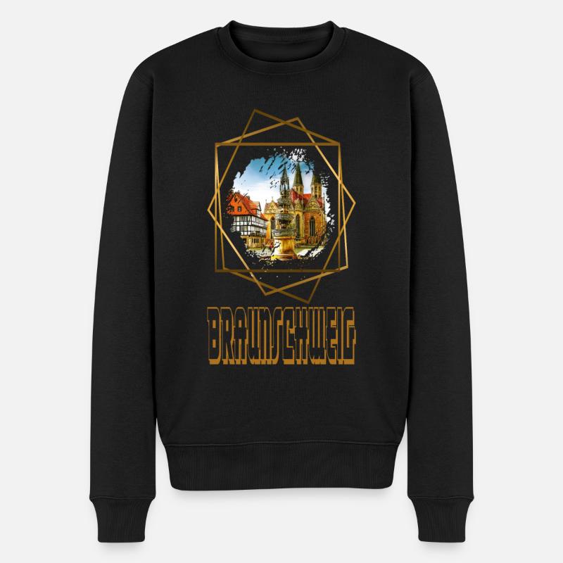 Braunschweig Deutschland Stadt Skyline Liebe Gold - Männer Premium Bio Pullover - Schwarz