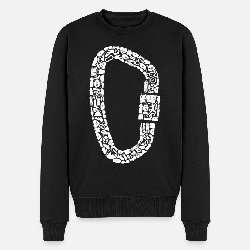 Klettern Symbole Karabiner Climbing Bouldern - Männer Premium Bio Pullover - Schwarz