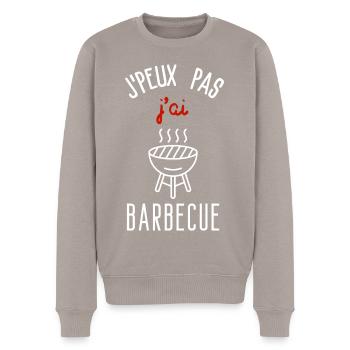 Ich kann nicht grillen - Männer Premium Bio Pullover - Taupe - Vorne - Nico (187cm)