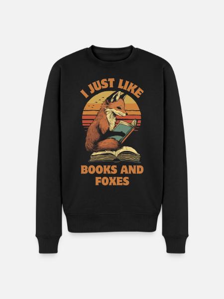 Fox with books - Men's Premium Organic Jumper - black