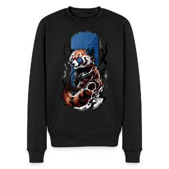 Enigmatic Radiance: Red Panda with Blue Eyes - Men's Premium Organic Jumper - black - Front - Nico (187cm)