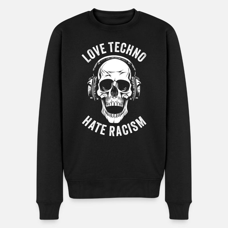 AMOUR TECHNO HAINE RACISME - Pull Premium bio Homme - noir
