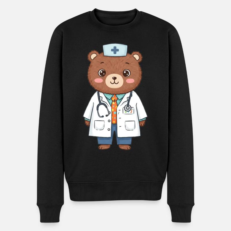 Teddybär Arzt - Männer Premium Bio Pullover - Schwarz
