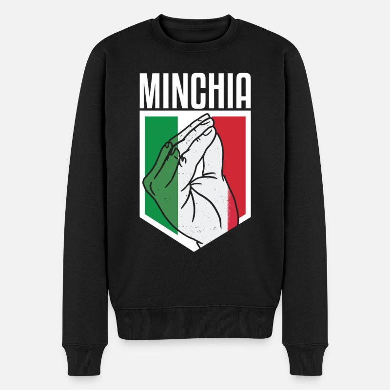 Italien Italienisch Fluchen Schimpfen Minchia - Männer Premium Bio Pullover - Schwarz
