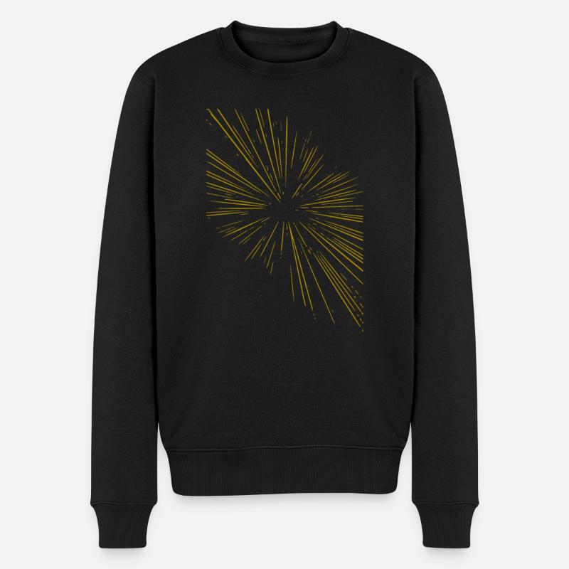 Abstrakte Strahlen / gold / Muster / Linie - Männer Premium Bio Pullover - Schwarz