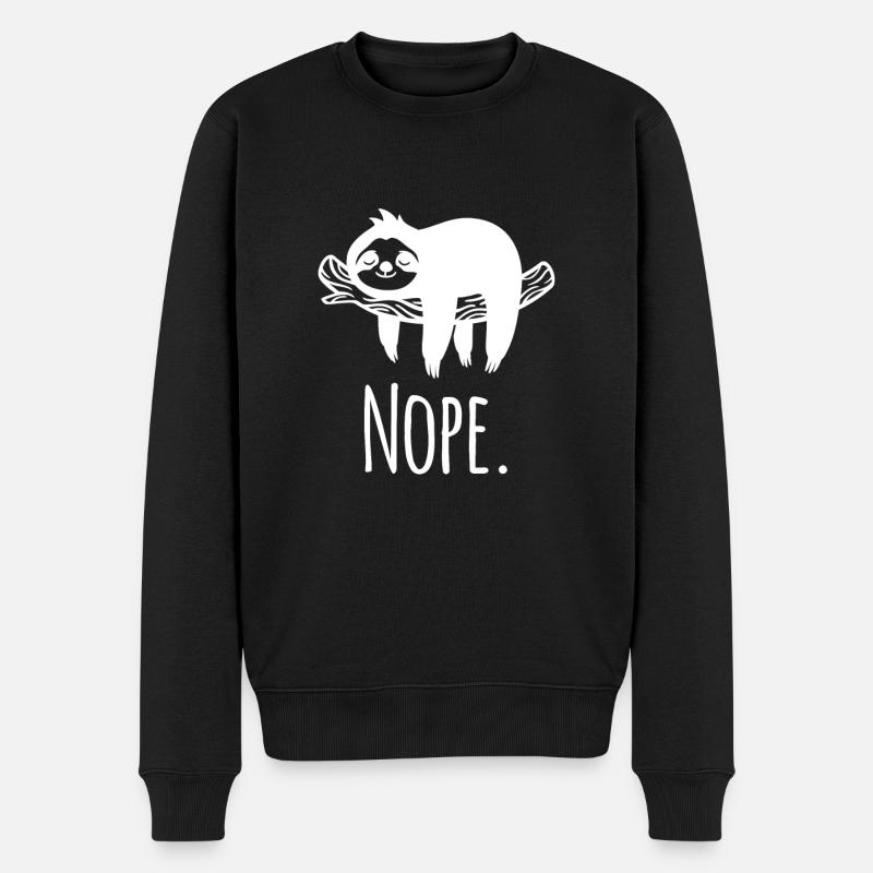 Sloth Nope white - Pull Premium bio Homme - noir