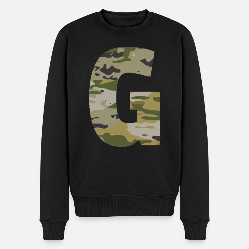 Lettre de camouflage G - Pull Premium bio Homme - noir