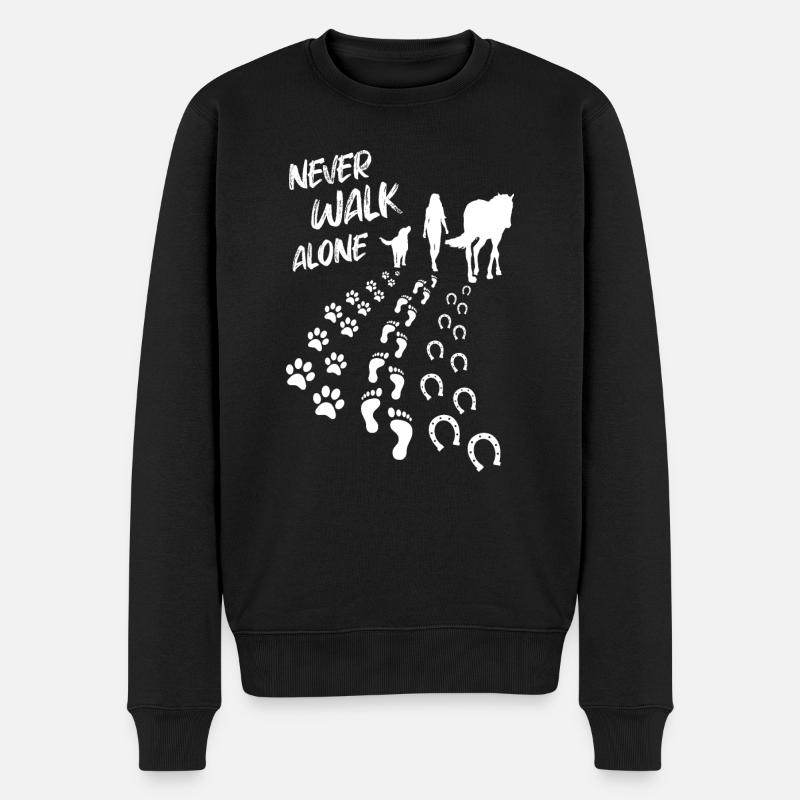 Never Walk Alone Pferd & Hund - Männer Premium Bio Pullover - Schwarz