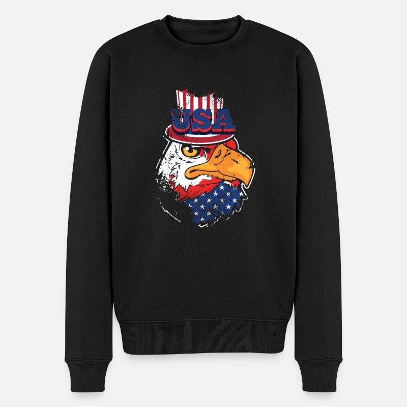 Aigle des États-Unis - Pull Premium bio Homme - noir
