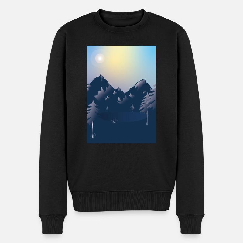 Berge mit See - Männer Premium Bio Pullover - Schwarz