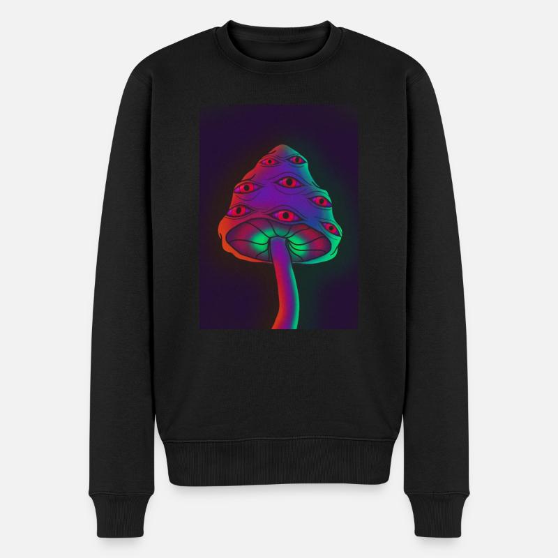 Trippy Pilz - Männer Premium Bio Pullover - Schwarz