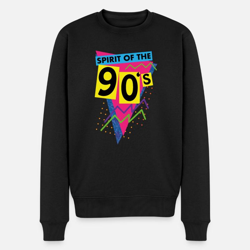 Spirit der Neunziger oder 90er Jahre in Neonfarben - Männer Premium Bio Pullover - Schwarz