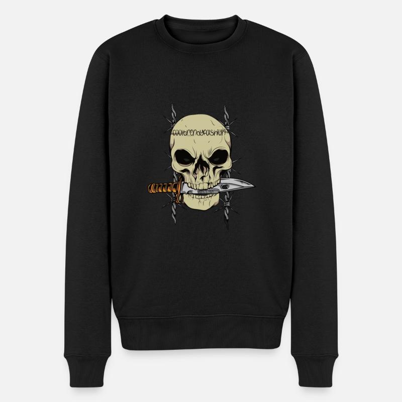 Piratenkopf - Männer Premium Bio Pullover - Schwarz