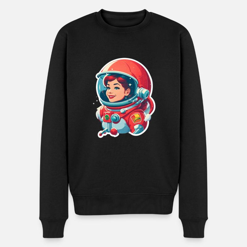 Weltraumfrau Astronautin Red Wing Anführerin - Männer Premium Bio Pullover - Schwarz
