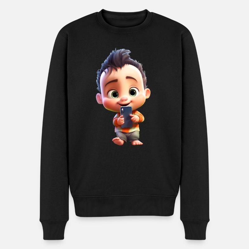 Smartphone Junge - Männer Premium Bio Pullover - Schwarz