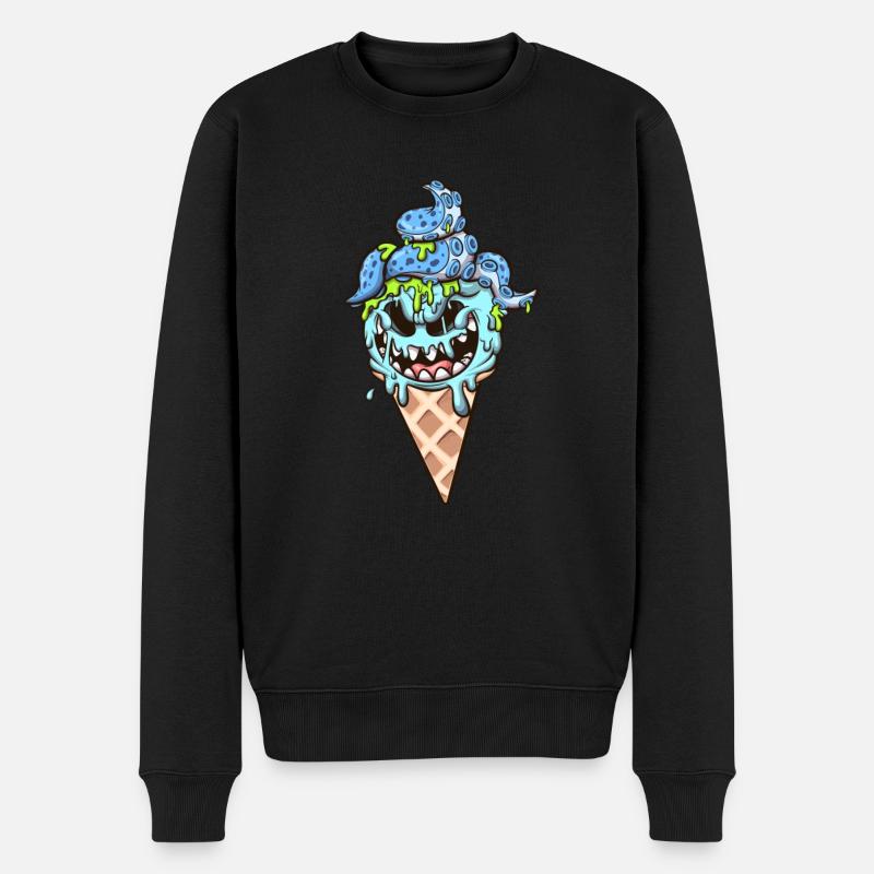 Eiswaffel-Monster - Männer Premium Bio Pullover - Schwarz