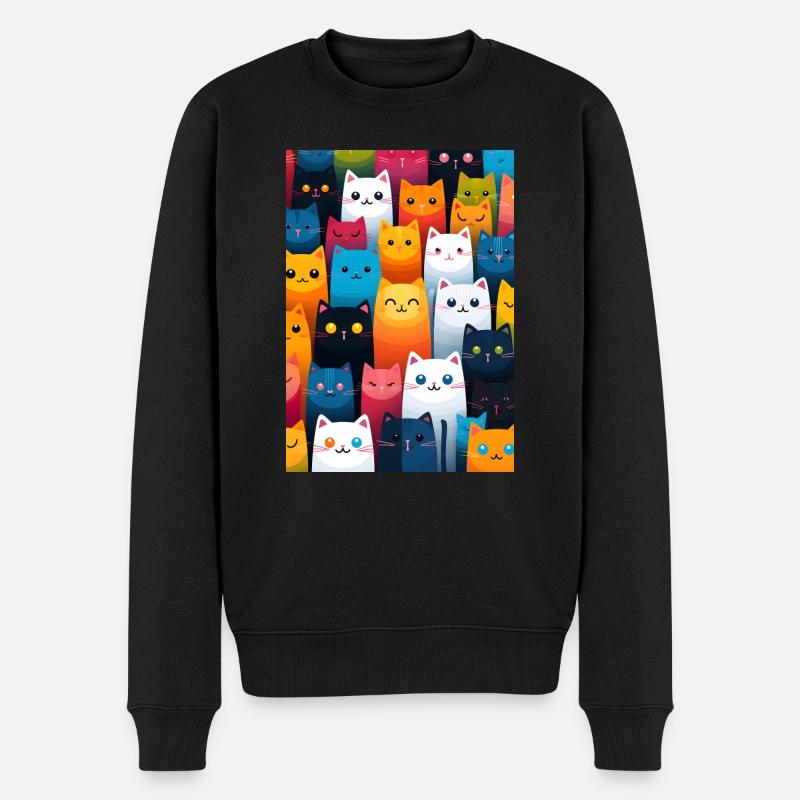 cat pattern - Pull Premium bio Homme - noir