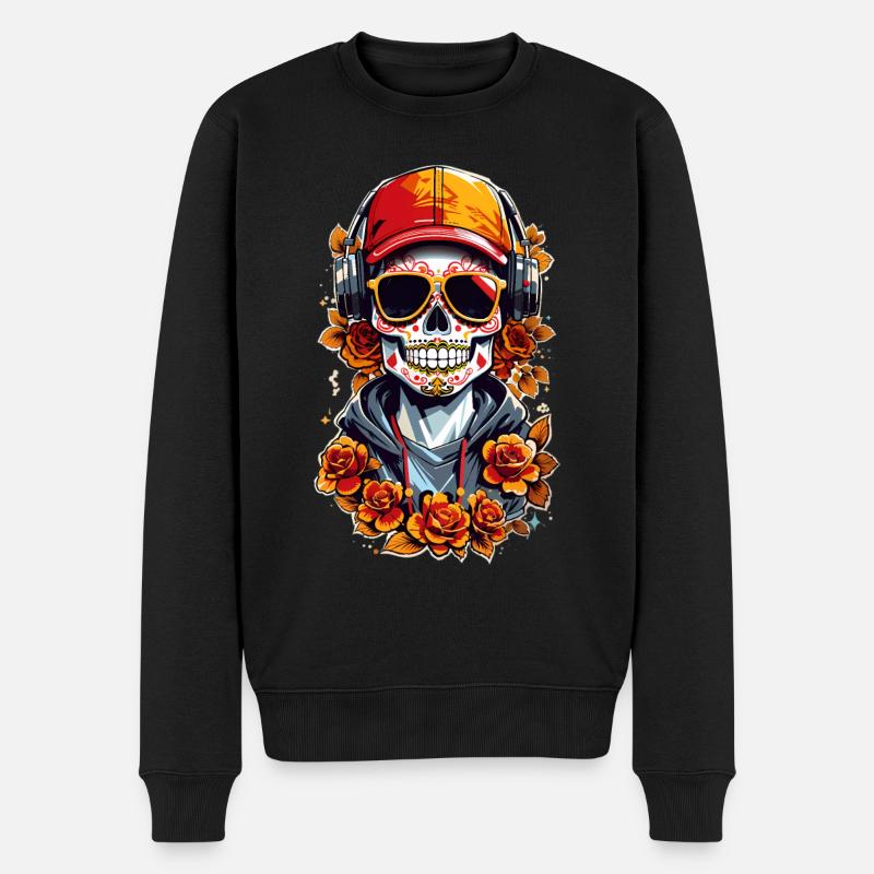 Zucker Schädel - Männer Premium Bio Pullover - Schwarz
