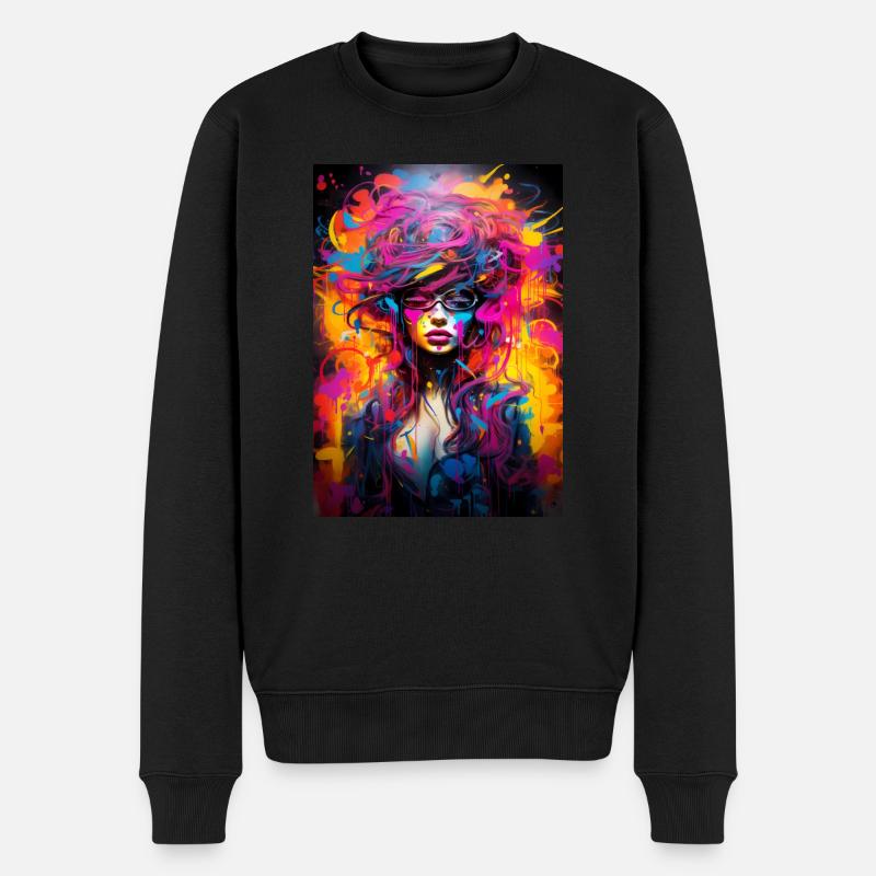 Graffiti Girl - Männer Premium Bio Pullover - Schwarz